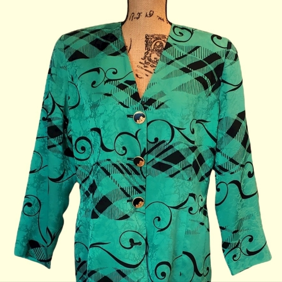 VTG ANNE CRIMMINS for UMI COLLECTIONS Blazer 100% Silk Fully Lined - Wms 16 - Picture 1 of 9